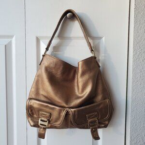 Michael Kors Y2k Metallic Gold Pocket Shoulder Bag Purse Damaged